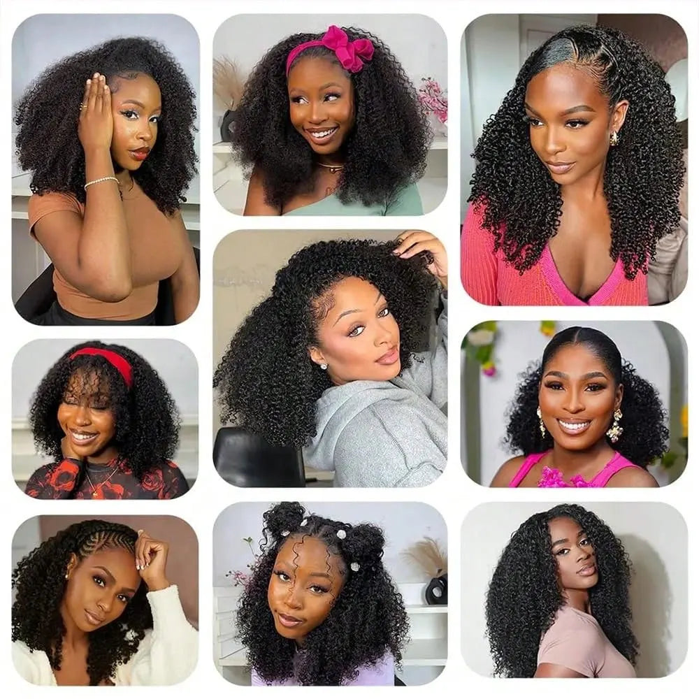 BUNGIOL Jerry Curly Half Wig Human Hair Clip In Glueless