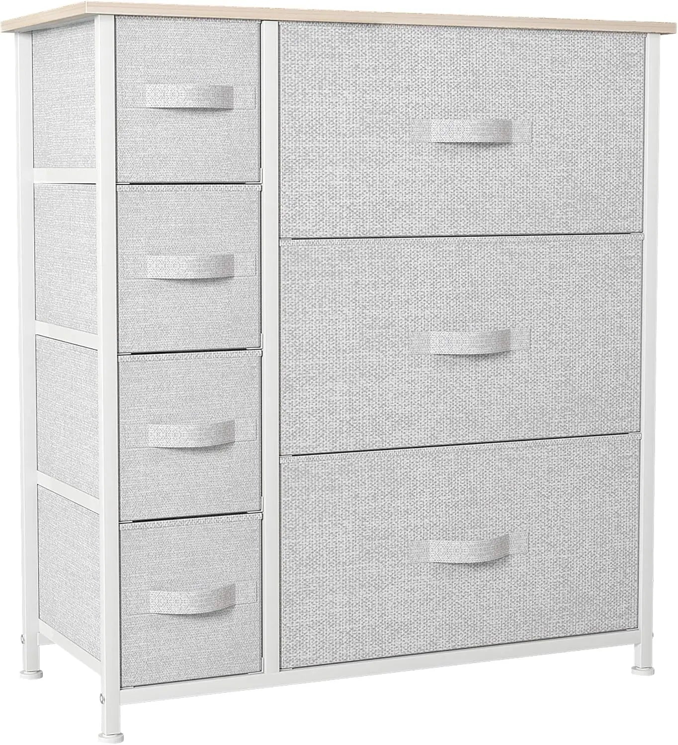 7-Drawer Fabric Storage Tower With Steel Frame And Wooden Top