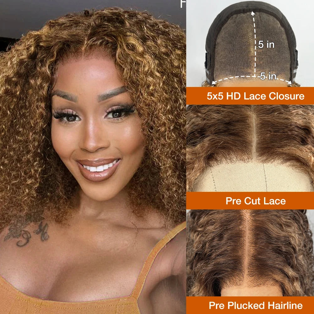 Inksoda Glueless Deep Wave HD Lace Front Wig Brazilian Hair