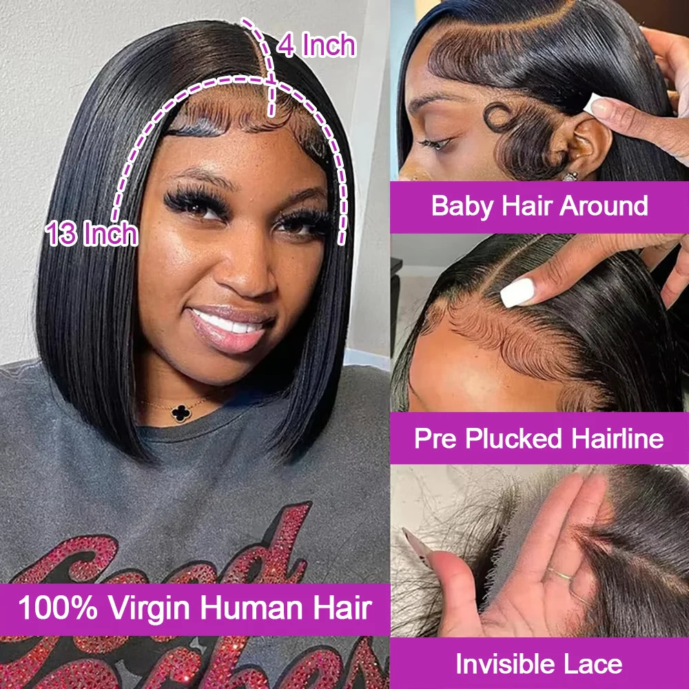 HJ WEAVE BEAUTY Short Bob Wig HD Lace Front