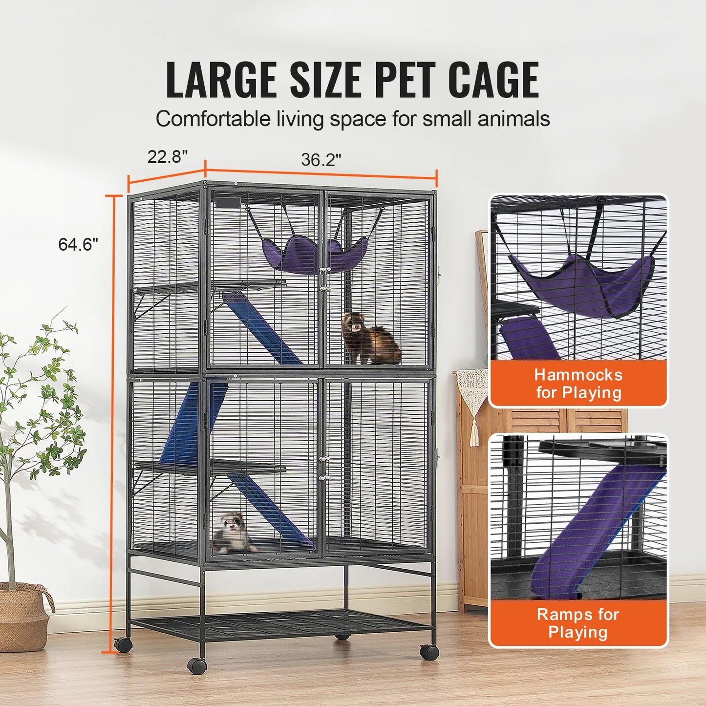 SucceBuy Rolling Metal Ferret Cage 4-Tier Critter Nation
