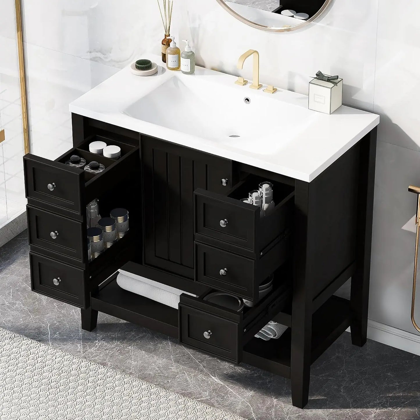 Bathroom Vanity Cabinet Sink Top Combo With Three Drawers