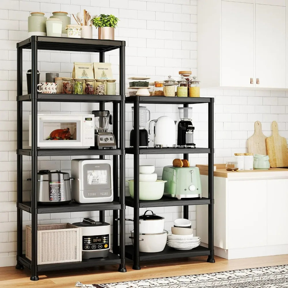 Plastic Storage Shelves 4-Tier Steel Shelving Unit
