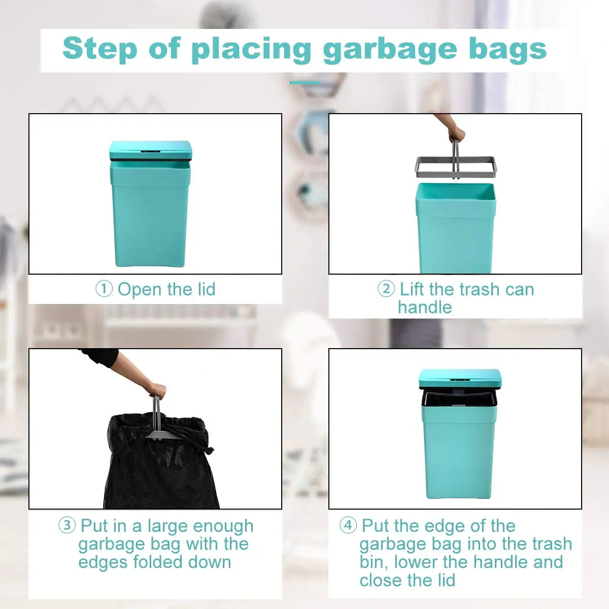 Touchless Motion Sensor Trash Can Plastic Kitchen Waste Bin