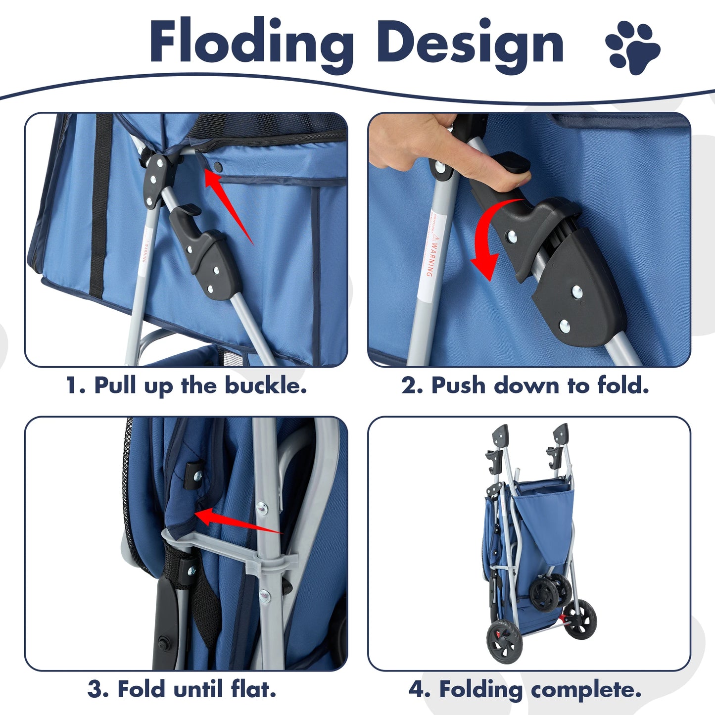 Three-Wheel Foldable Pet Stroller For Small Dogs And Cats