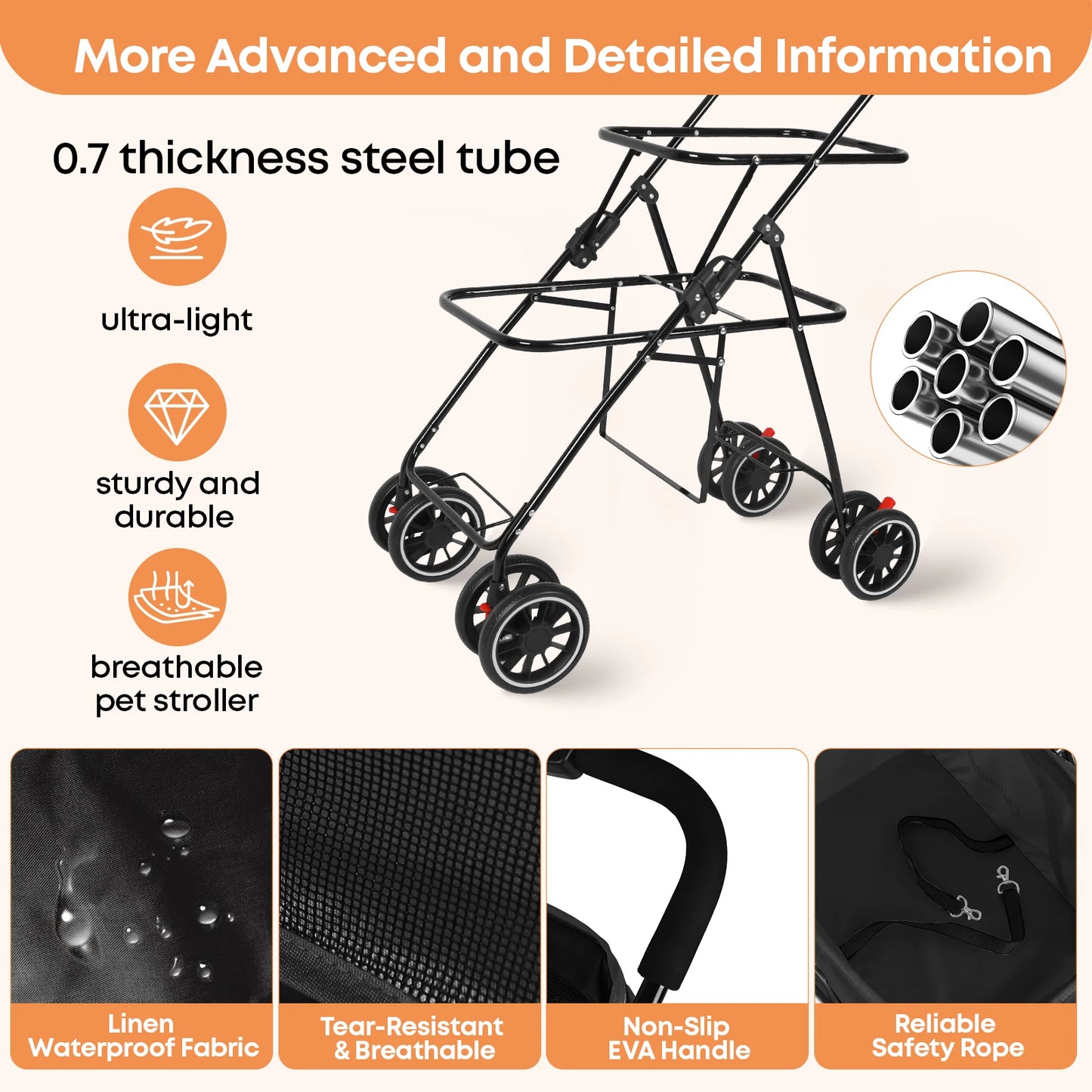 CHIHUAHU 2-in-1 Double Pet Stroller For Small Dogs And Cats
