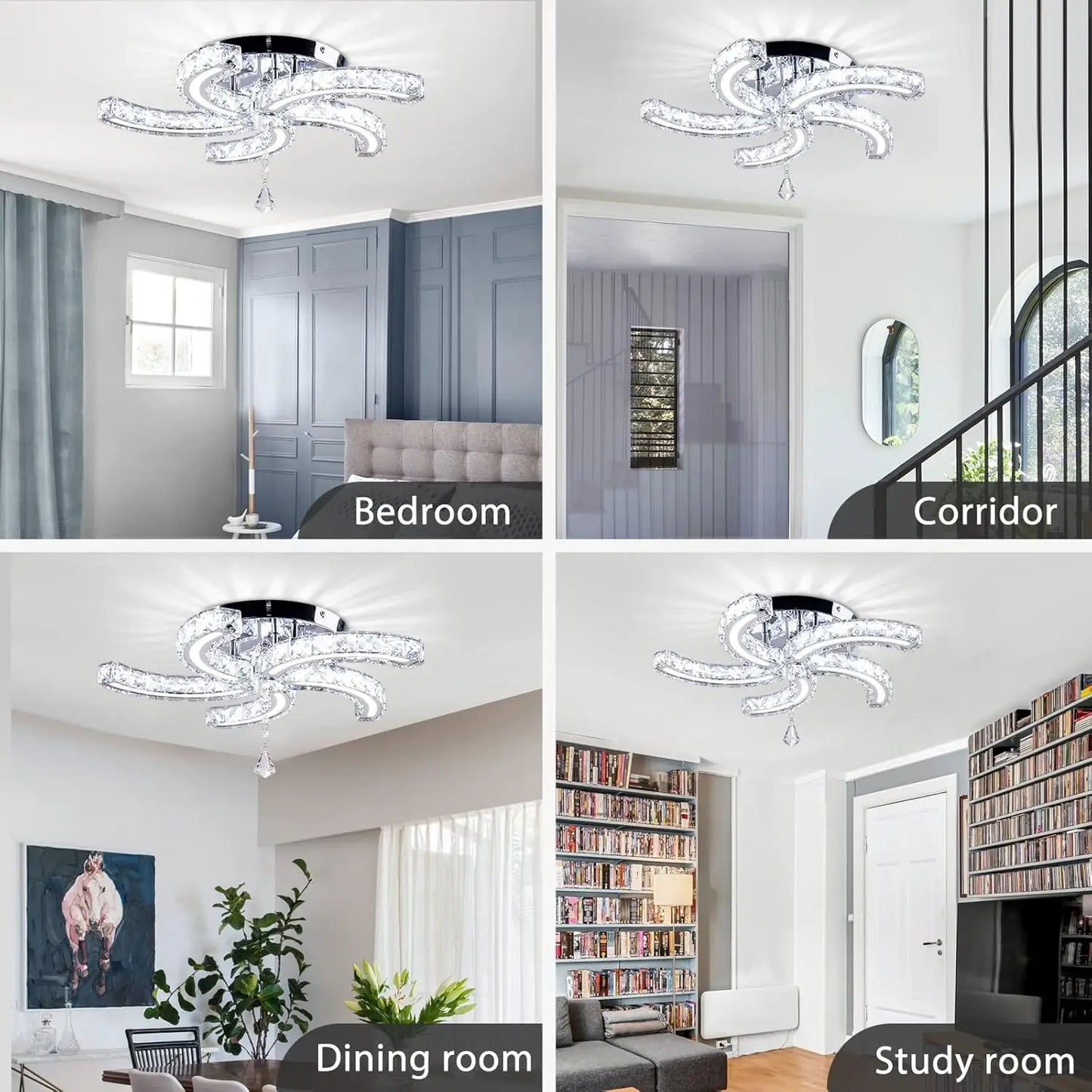 FRIXCHUR Modern Acrylic Crystal Chandeliers LED Ceiling Light Fixtures