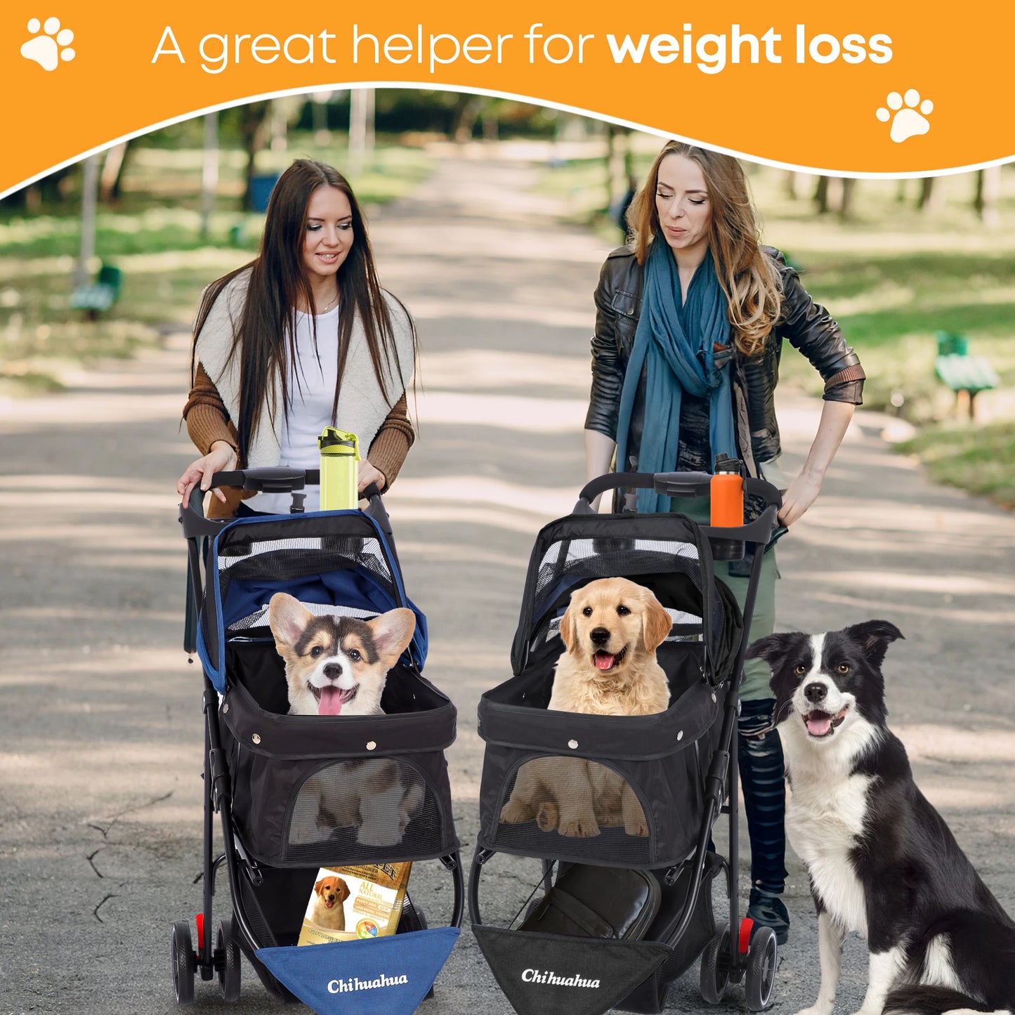 CHIHUAHUA 3 in 1 Pet Stroller With Removable Carrier