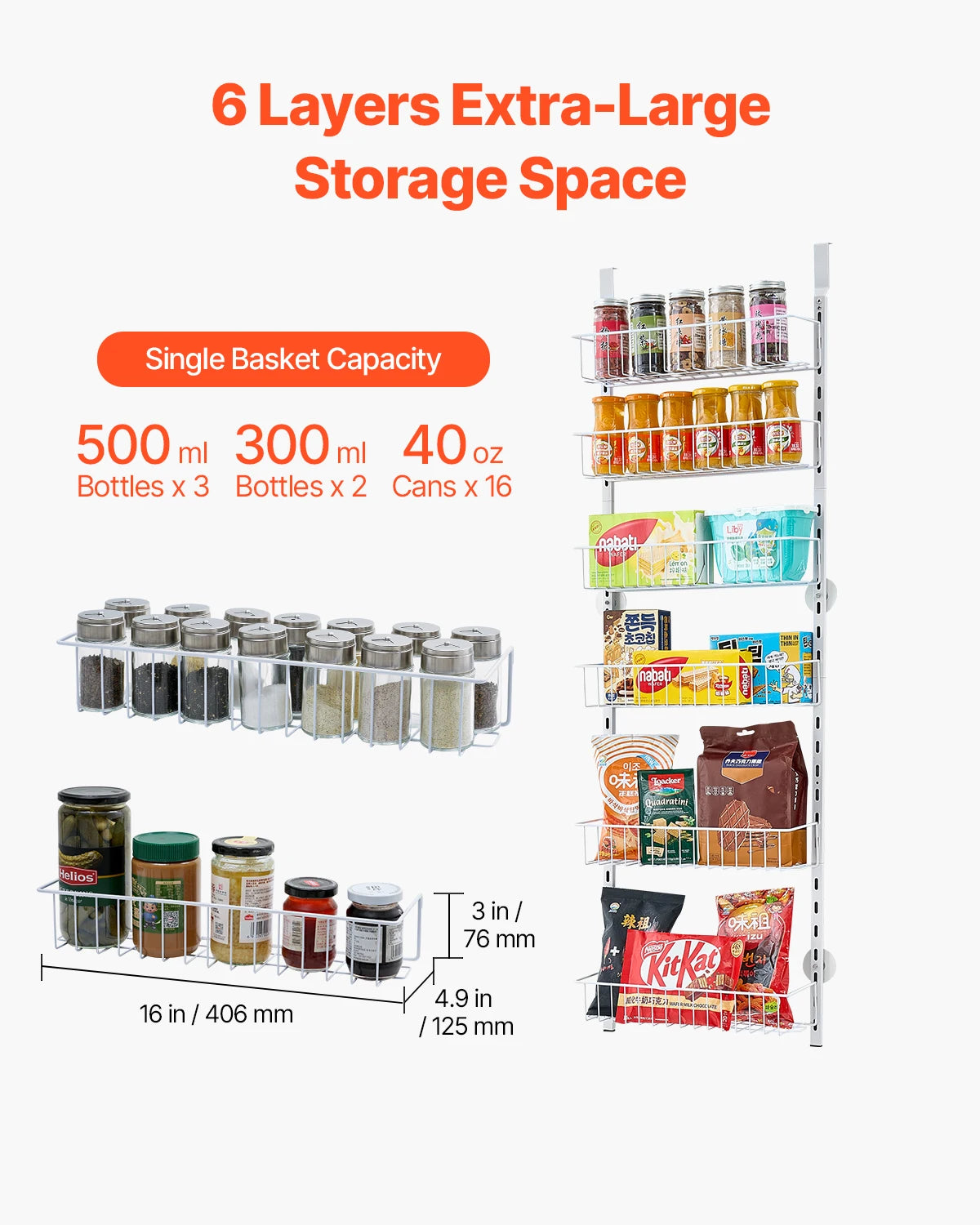 VEVOR Over the Door Pantry Organizer Heavy Duty Spice Rack