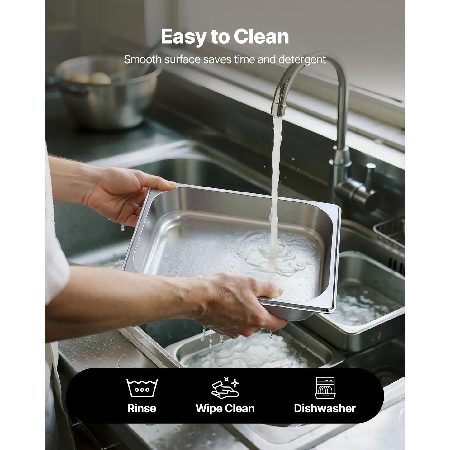SucceBuy Stainless Steam Hotel Pan For Catering And Restaurant