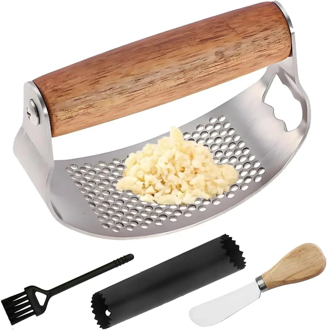 XMSJ Garlic Press Rocker Stainless Steel Ginger Crusher Mincer Squeezer