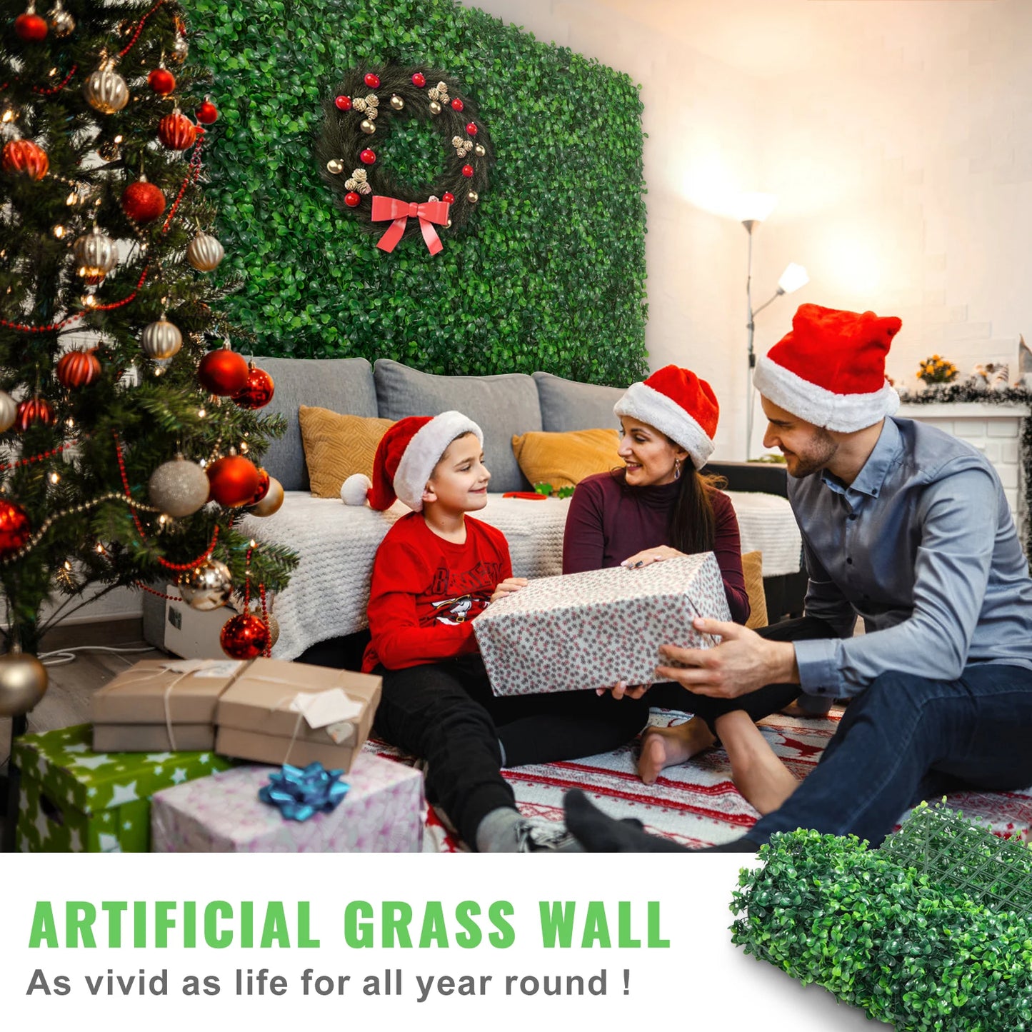 SucceBuy Artificial Boxwood Panels UV 24pcs Hedge Wall Backdrop