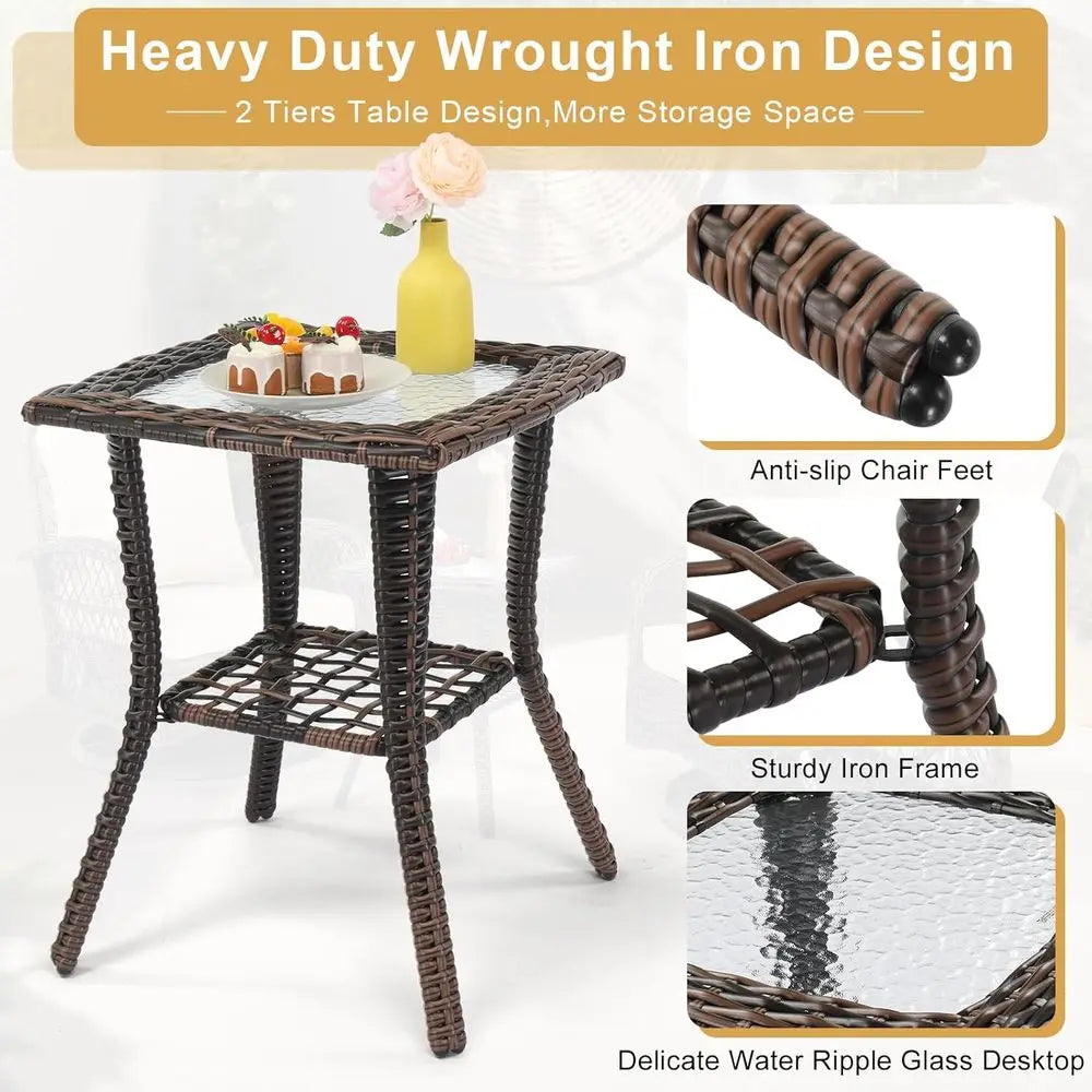 3-Piece Outdoor Patio Set With Swivel Chairs And Table