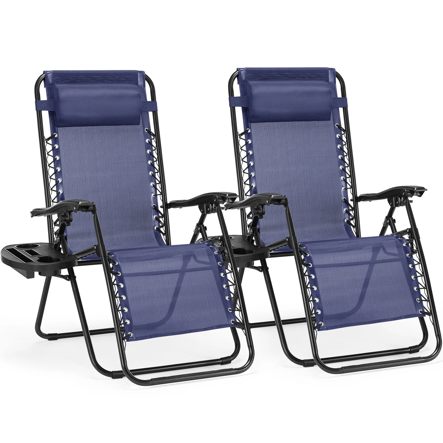 JHK Zero Gravity 2 Pack Portable Recliners With Cup Holders