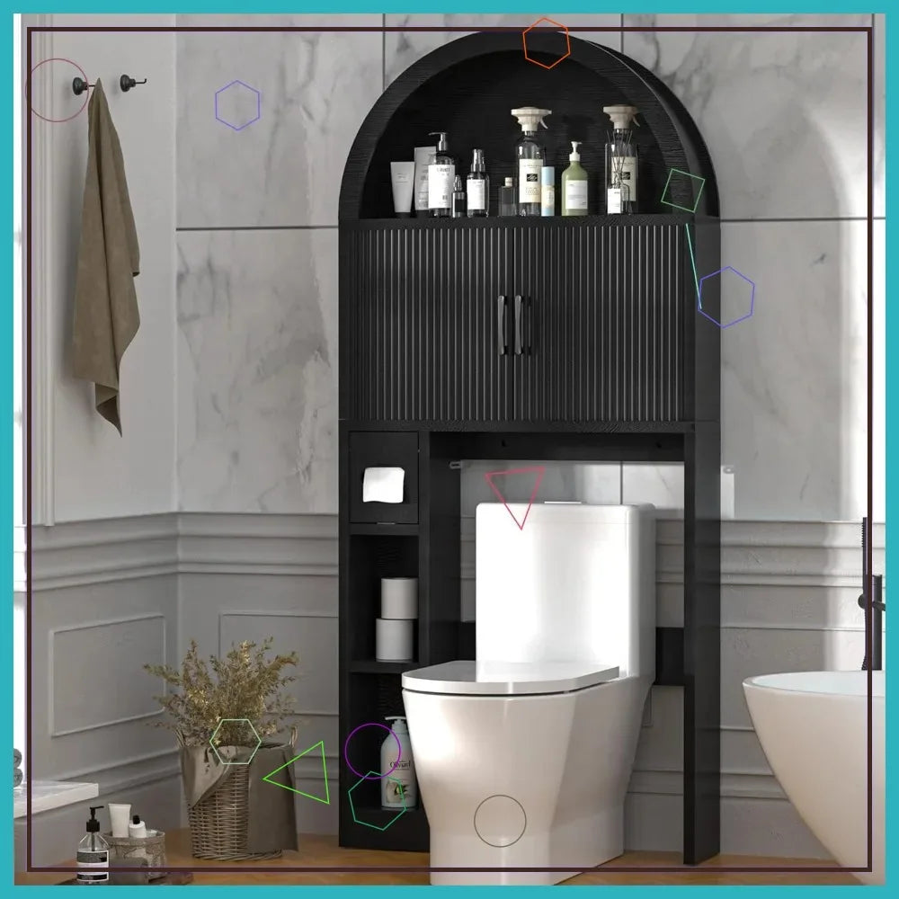 Over Toilet Storage Cabinet With Adjustable Shelf Arched Design