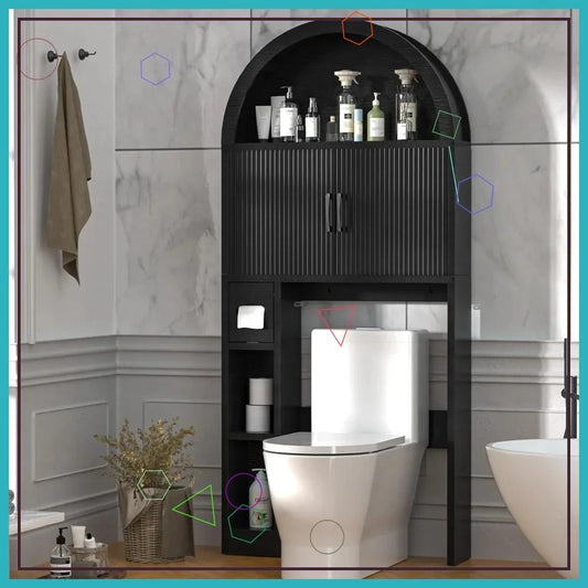 Over Toilet Storage Cabinet With Adjustable Shelf Arched Bathroom Organizer