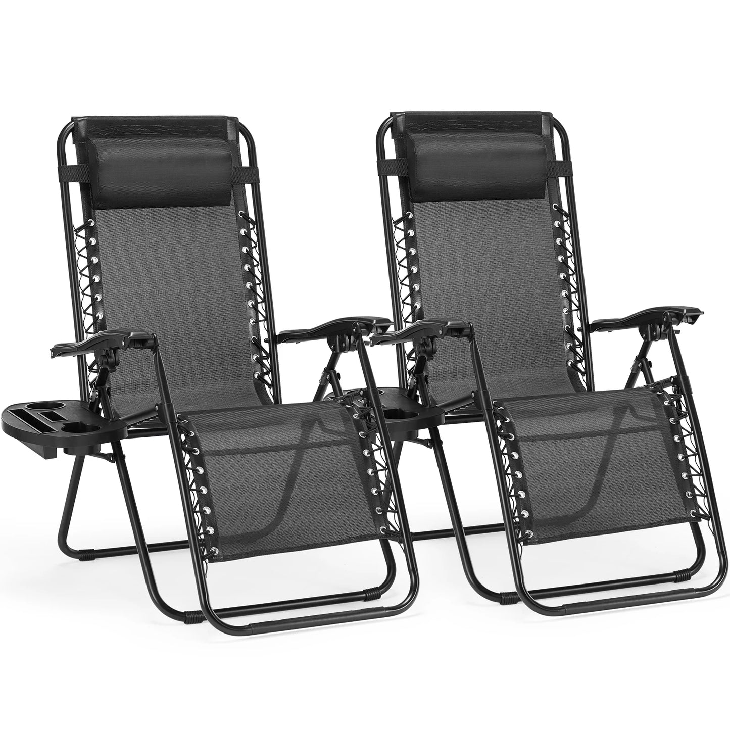 JHK Zero Gravity 2 Pack Portable Recliners With Cup Holders