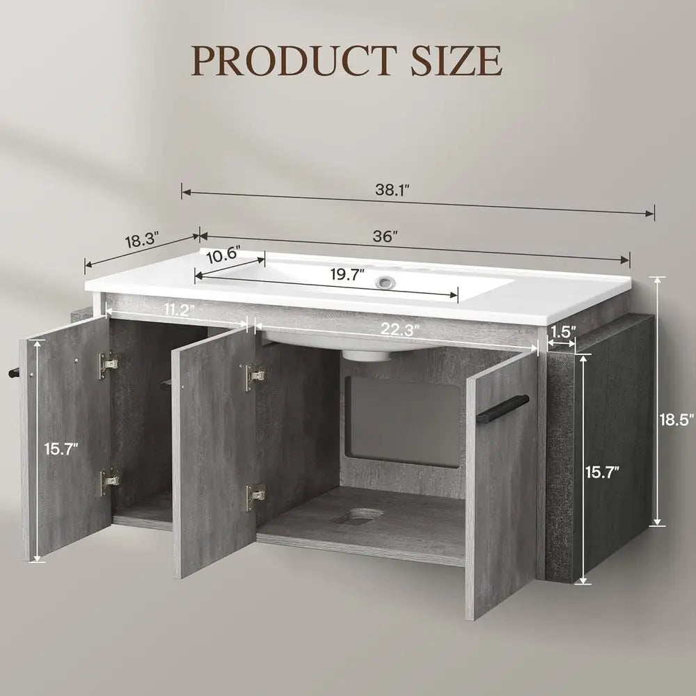 Floating Vanity Bathroom With Sink Combo Wall Mounted Modern Vanity