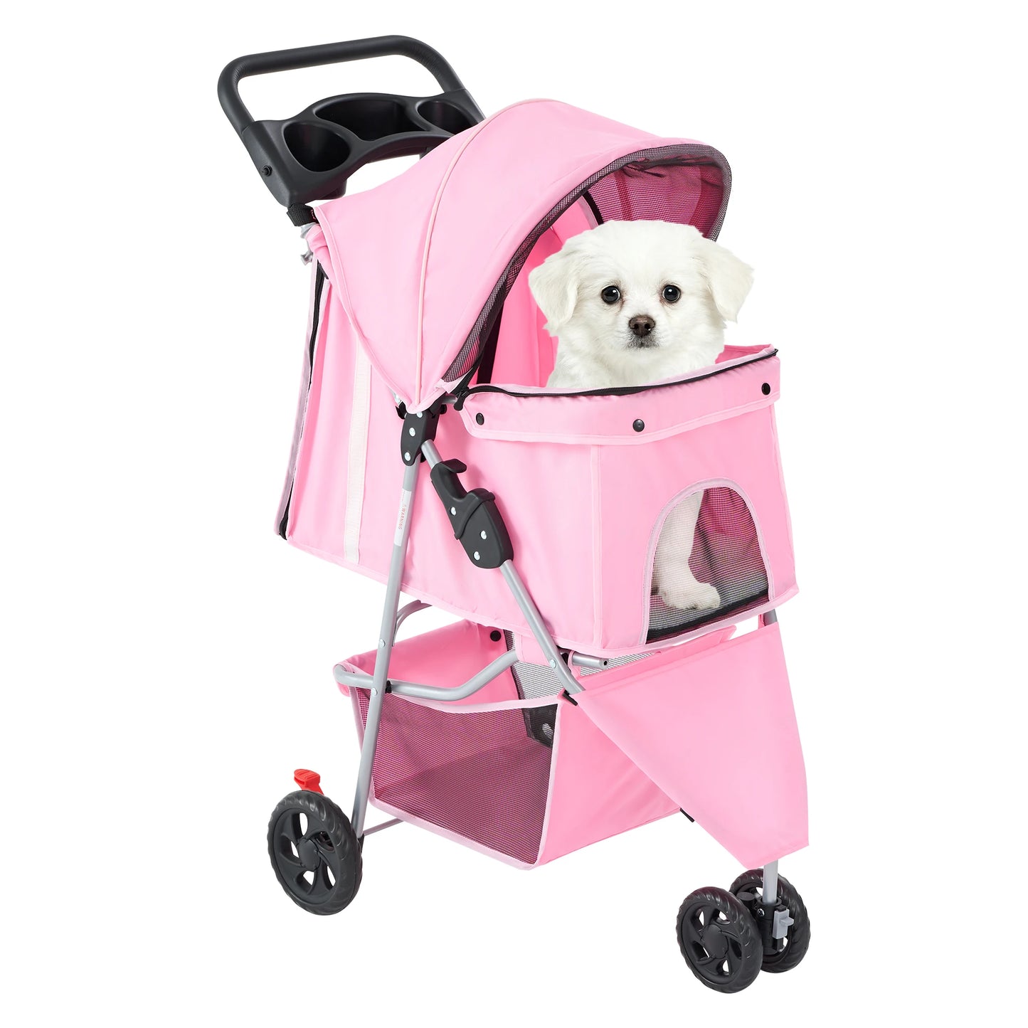 Three-Wheel Foldable Pet Stroller For Small Dogs And Cats