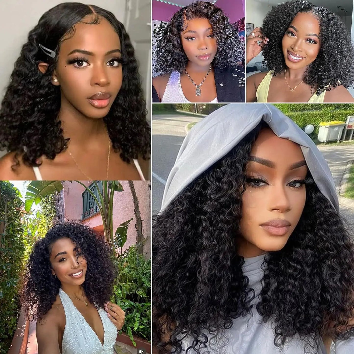 ZZMDS Water Wave Bob Wig With HD Transparent Lace Front