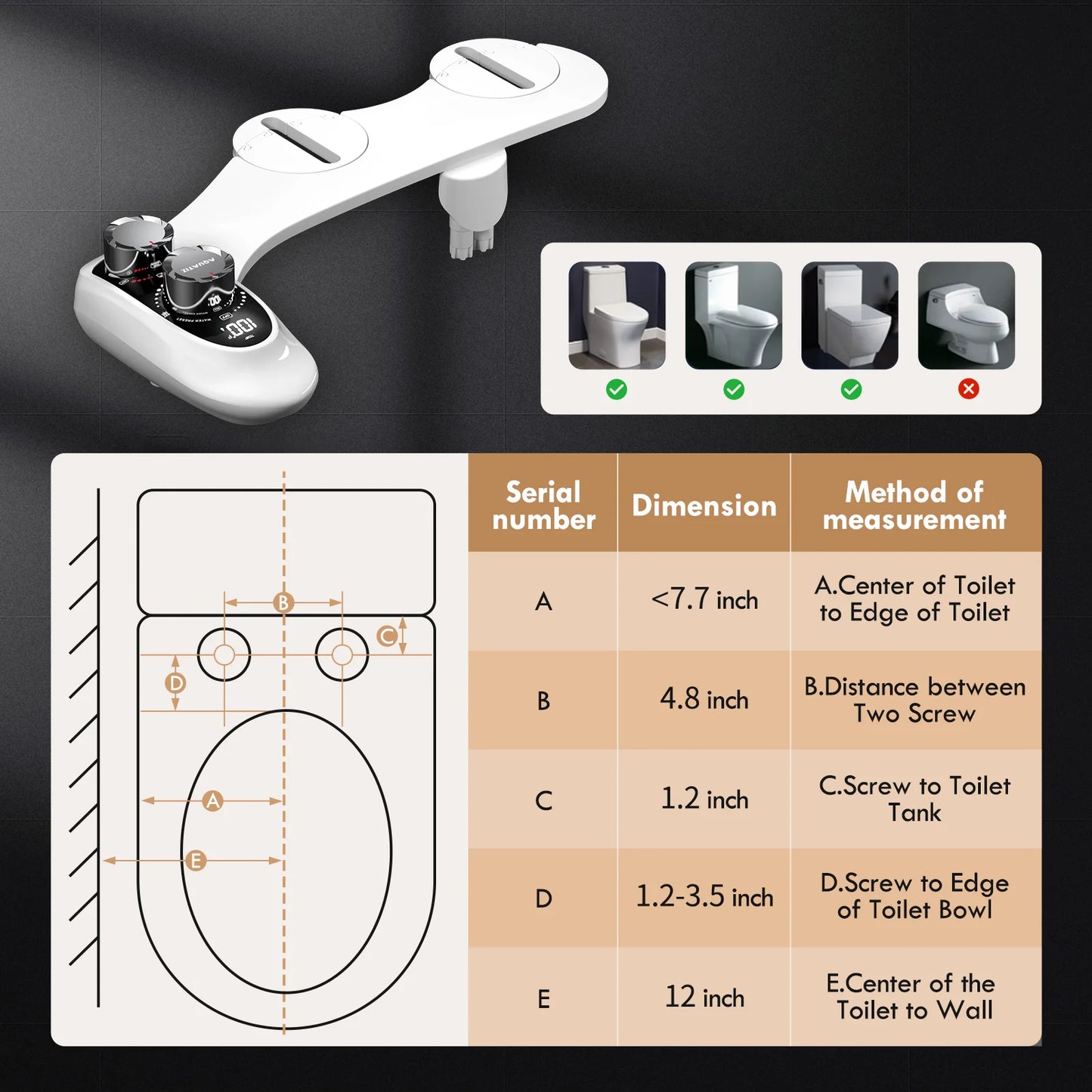 AQUATIZ Non Electric Bidet Attachment For Toilet Seat Temperature Control