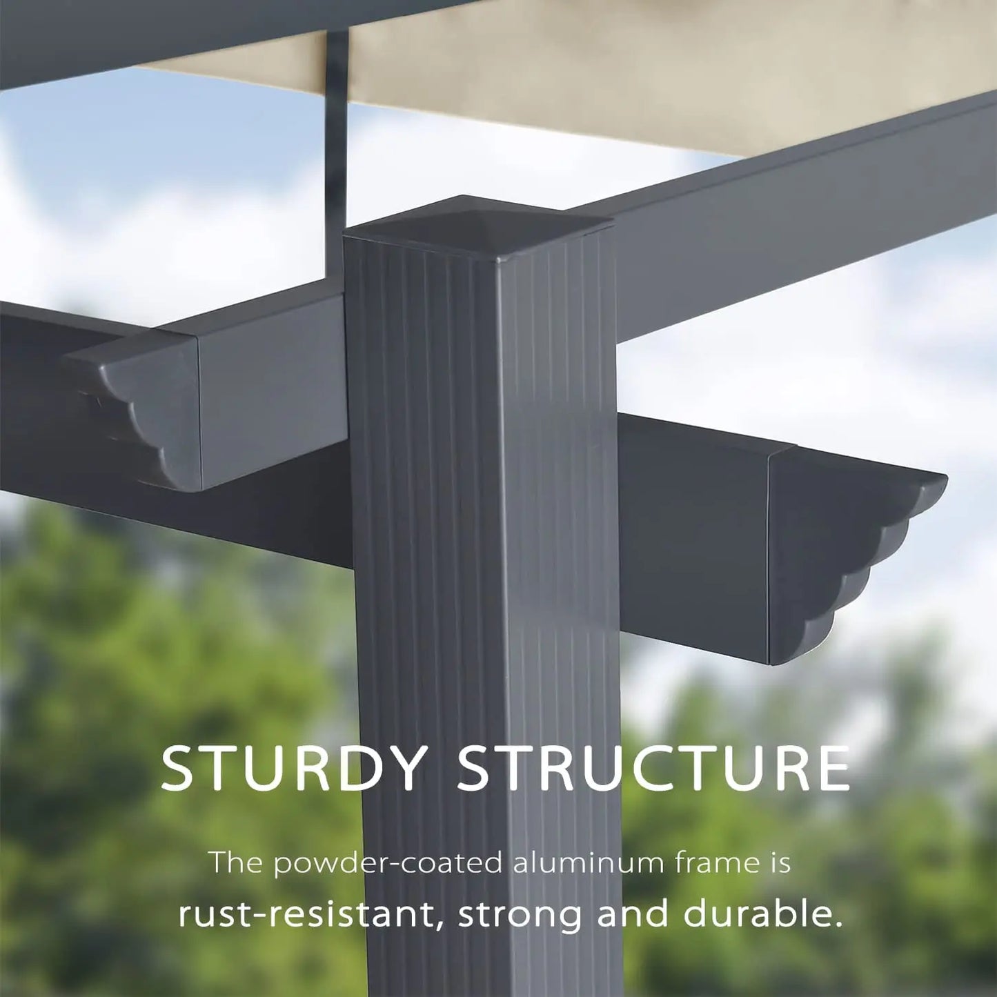 Outdoor Retractable Pergola With Sun Shade Canopy Aluminum Frame