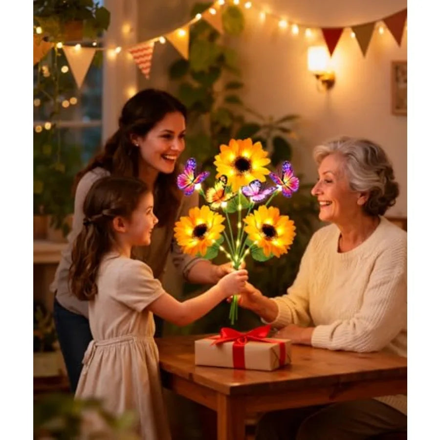 Solar Sunflower Garden Lights With Butterflies Outdoor Waterproof Decor