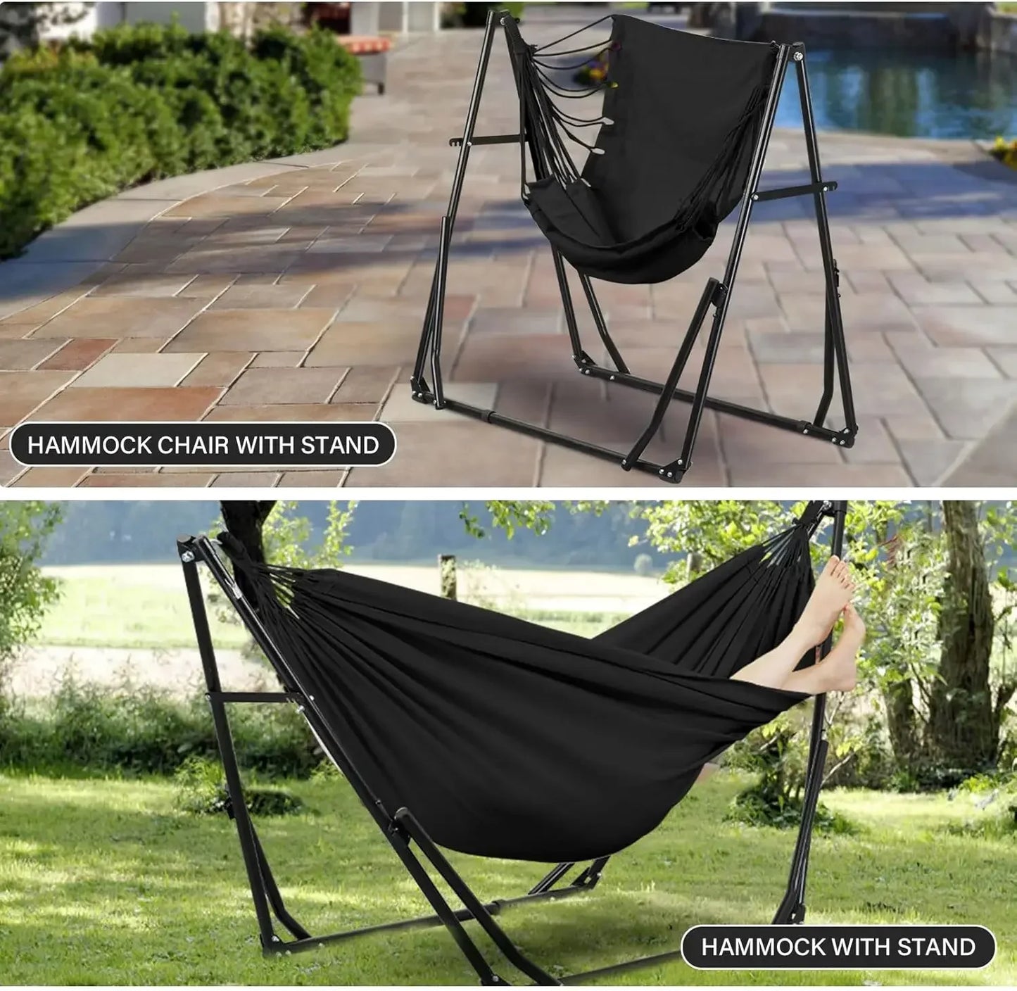 2 In 1 Hammock With Stand Multifunction Outdoor Swing Chair Portable Heavy Duty