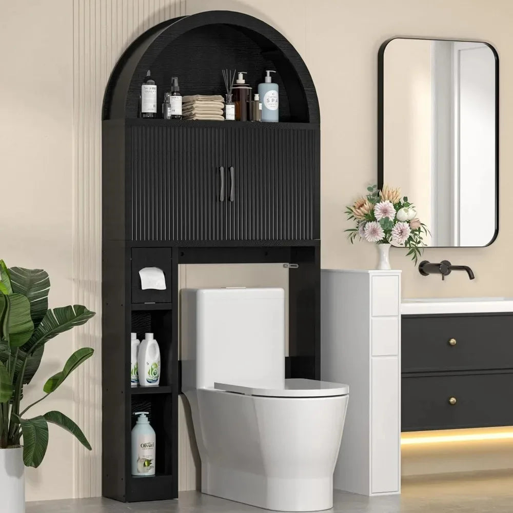 Over Toilet Storage Cabinet With Adjustable Shelf Arched Bathroom Organizer
