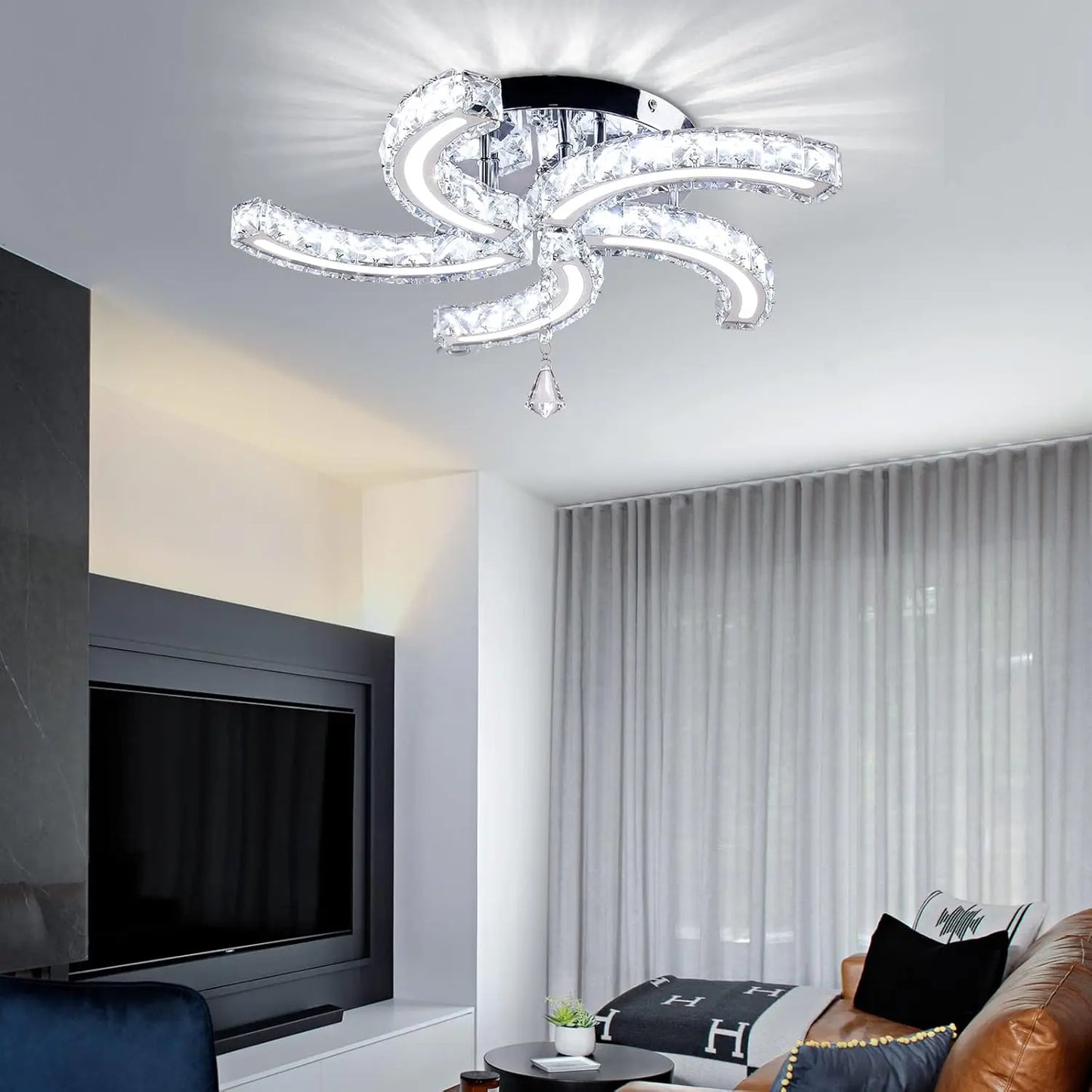 FRIXCHUR Modern Acrylic Crystal Chandeliers LED Ceiling Light Fixtures