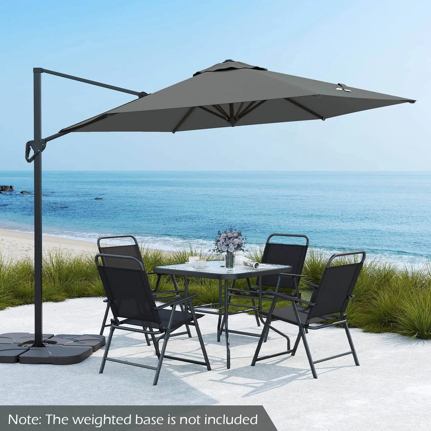 Patio Cantilever Umbrella With Sun Protective Canopy
