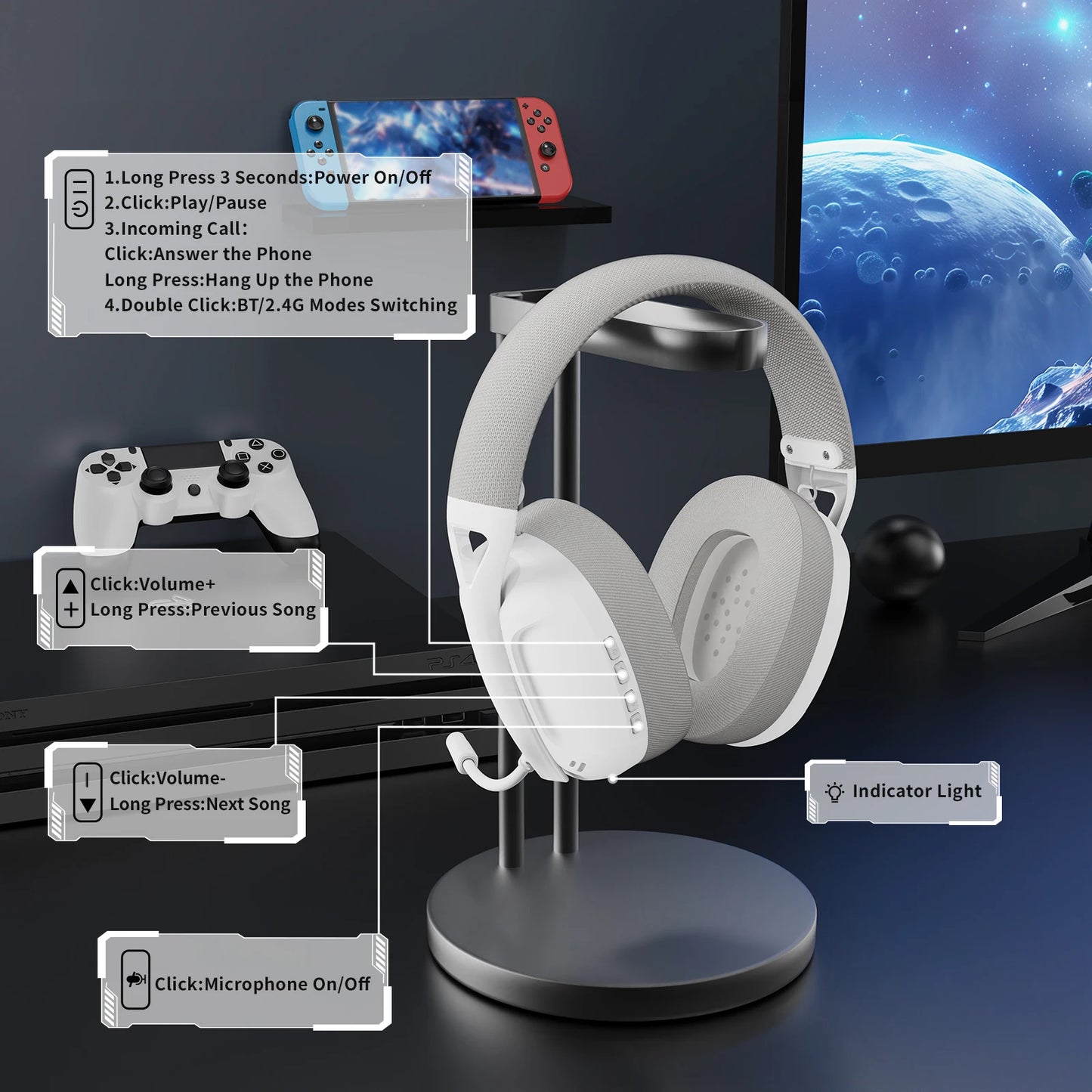 Attack Shark L80 Ultra-Light Tri-Mode Wireless Gaming Headset