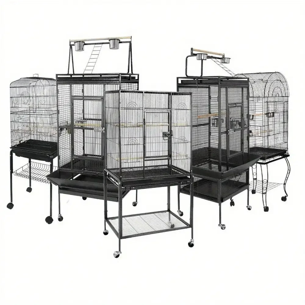 NONECN Durable Steel Bird Cage With Rolling Stand For Parrots