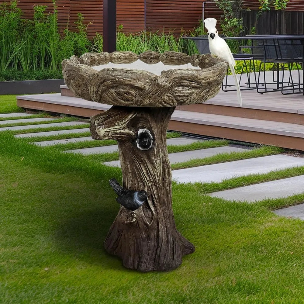 Fibre Reinforced Concrete Bird Bath With Birds Outdoor Decor