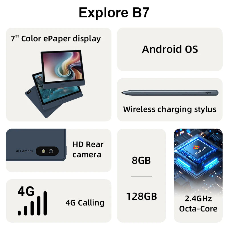 BIGME B7 Epaper Ebook Reader With Android 14 Handwritten Support