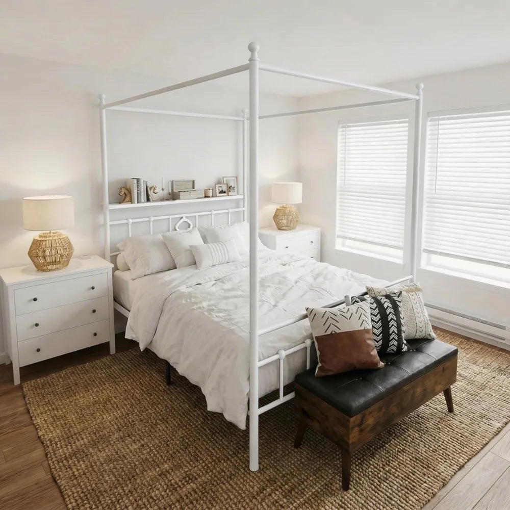 XIAOLANG Bed Frame With Storage Headboard And Under Bed Storage