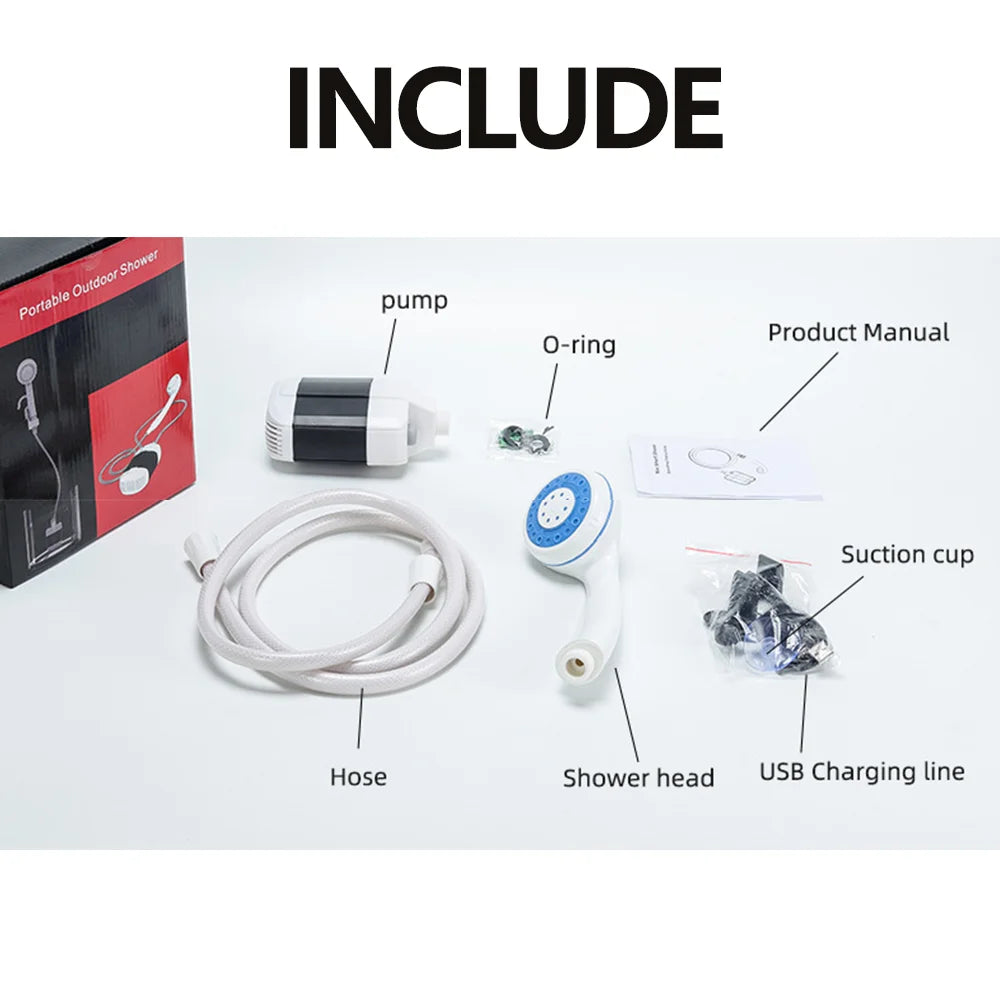 Portable Outdoor Shower For Camping And Travel Rechargeable Electric Pump