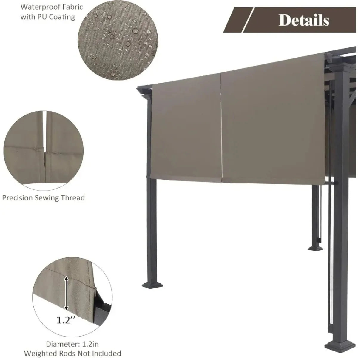 XIUWO Universal Canopy Cover 2 Pack For Outdoor Pergola