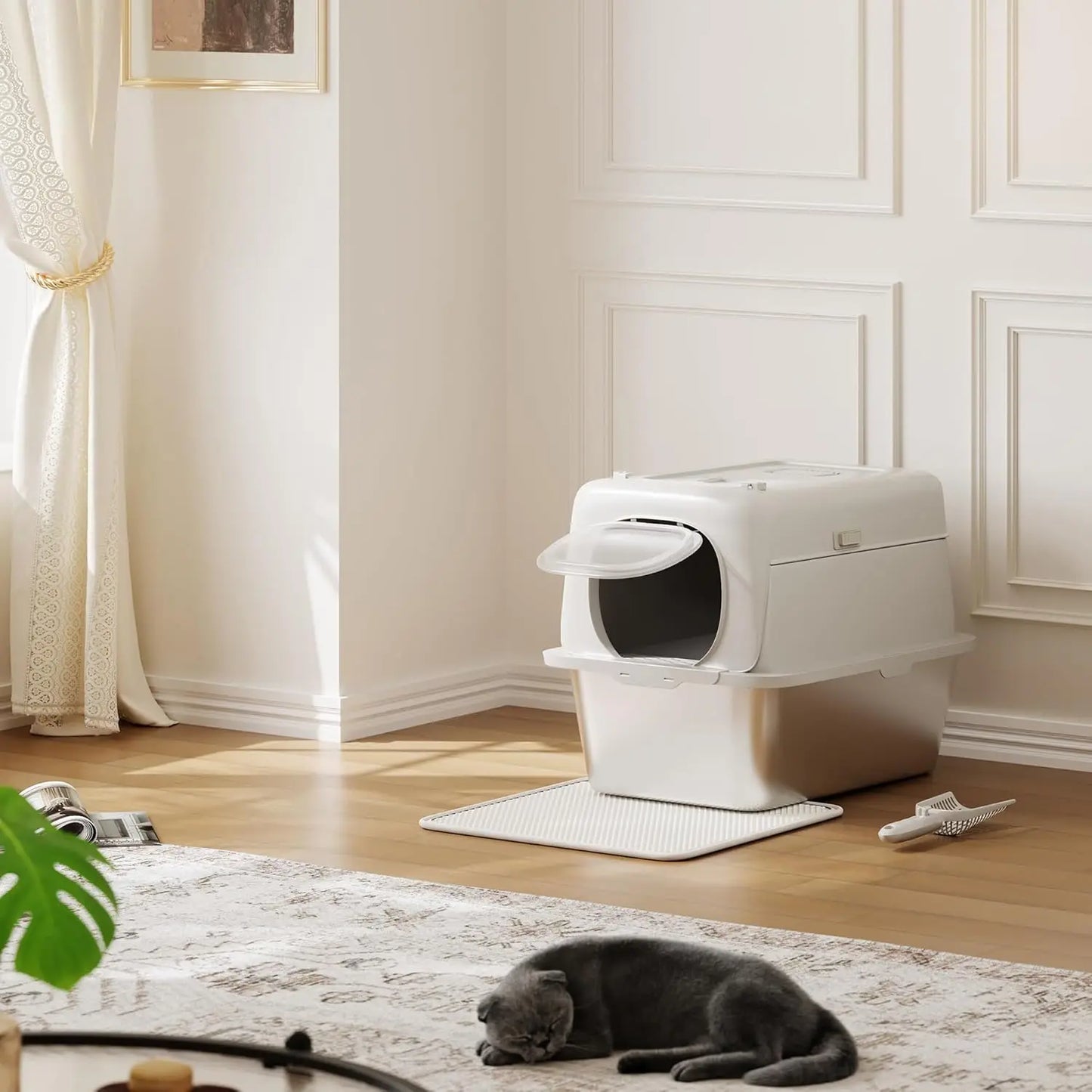HiMISS Stainless Steel Cat Litter Box Odor Free Anti Leakage