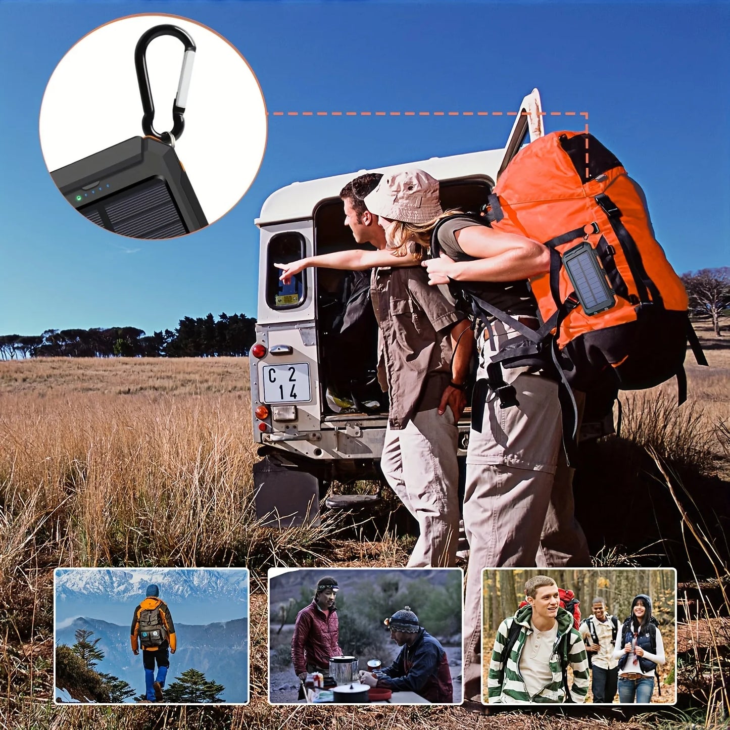 Solar Power Bank 10000mAh Portable Charging Poverbank External Battery Charger Strong Light LDE Light for All Smartphones