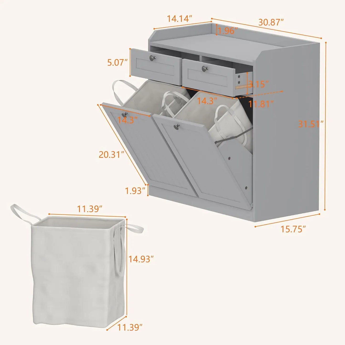 Double Tilt Out Trash Can Cabinet With Drawer Wooden Freestanding Pet Proof