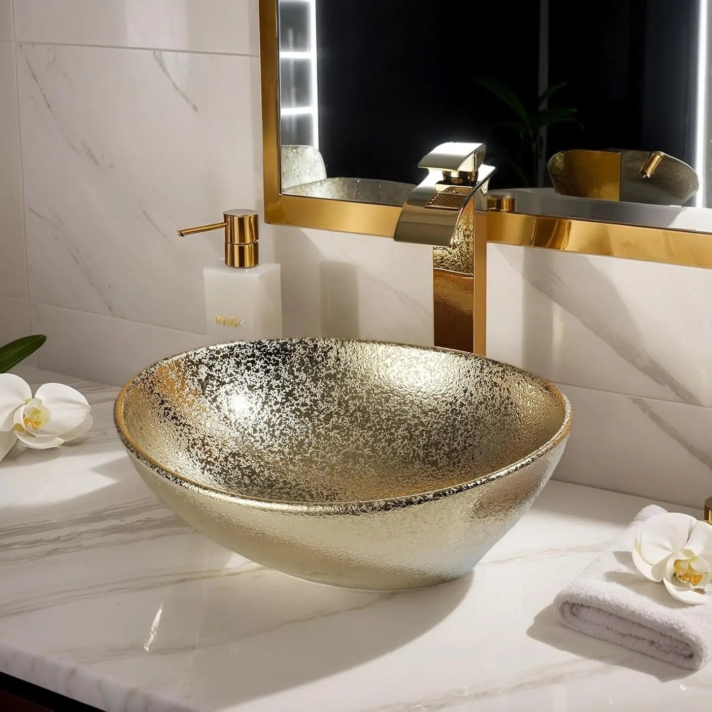 YANKSMART Ceramic Oval Vessel Sink With Faucet Combo