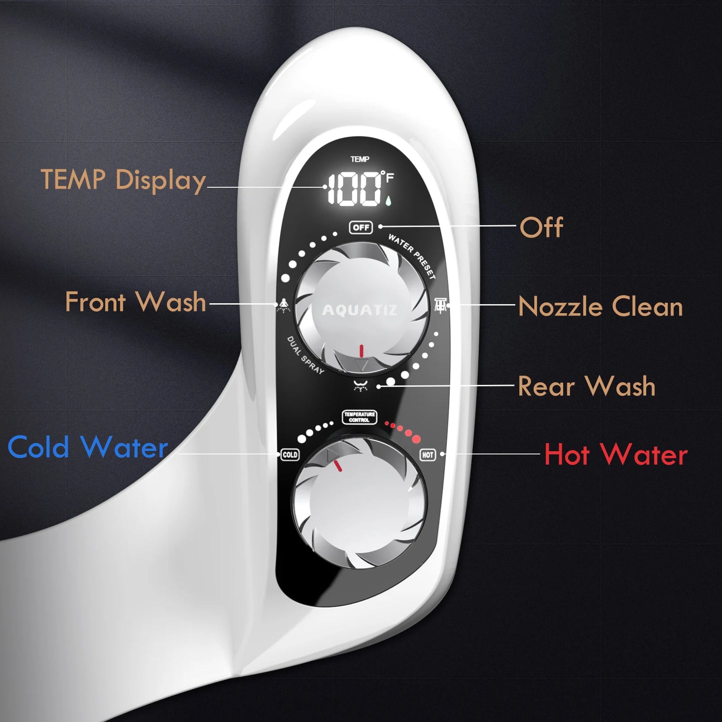 AQUATIZ Non Electric Bidet Attachment For Toilet Seat Temperature Control