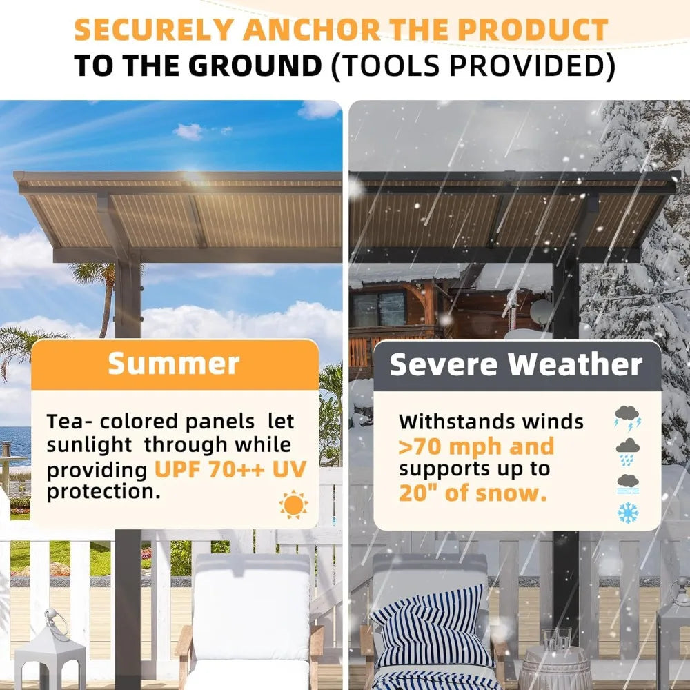 Outdoor Grill Gazebo Freestanding Heavy Duty Hardtop Carport Pergola