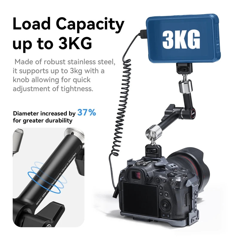 Ulanzi R011a Crab Clamp with Universal Threaded 1/4'' 3/8'' Hole / HD01 360° Adjustable 10-inch Magic Arm for DSLR Camera Vlog