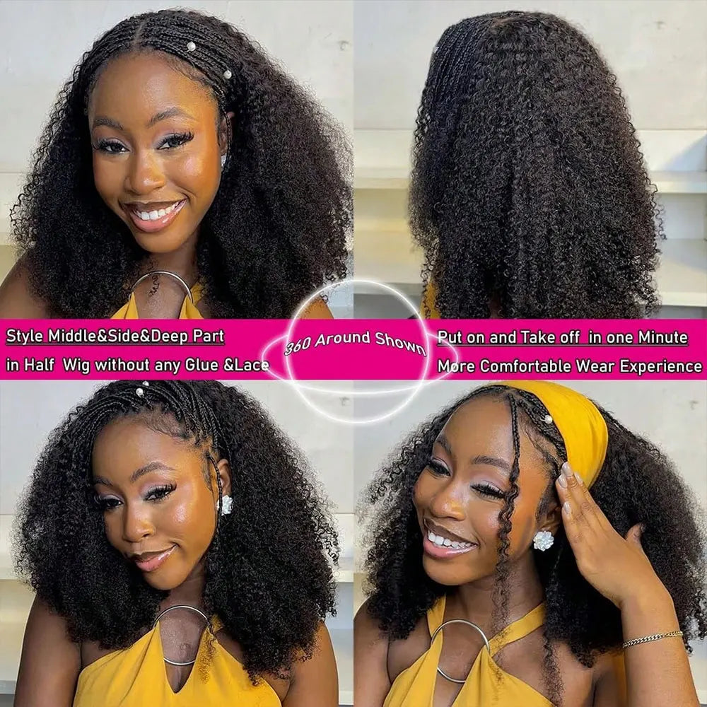 BUNGIOL Jerry Curly Half Wig Human Hair Clip In Glueless