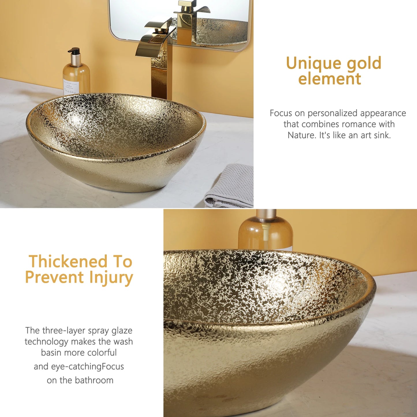 YANKSMART Ceramic Oval Vessel Sink With Faucet Combo