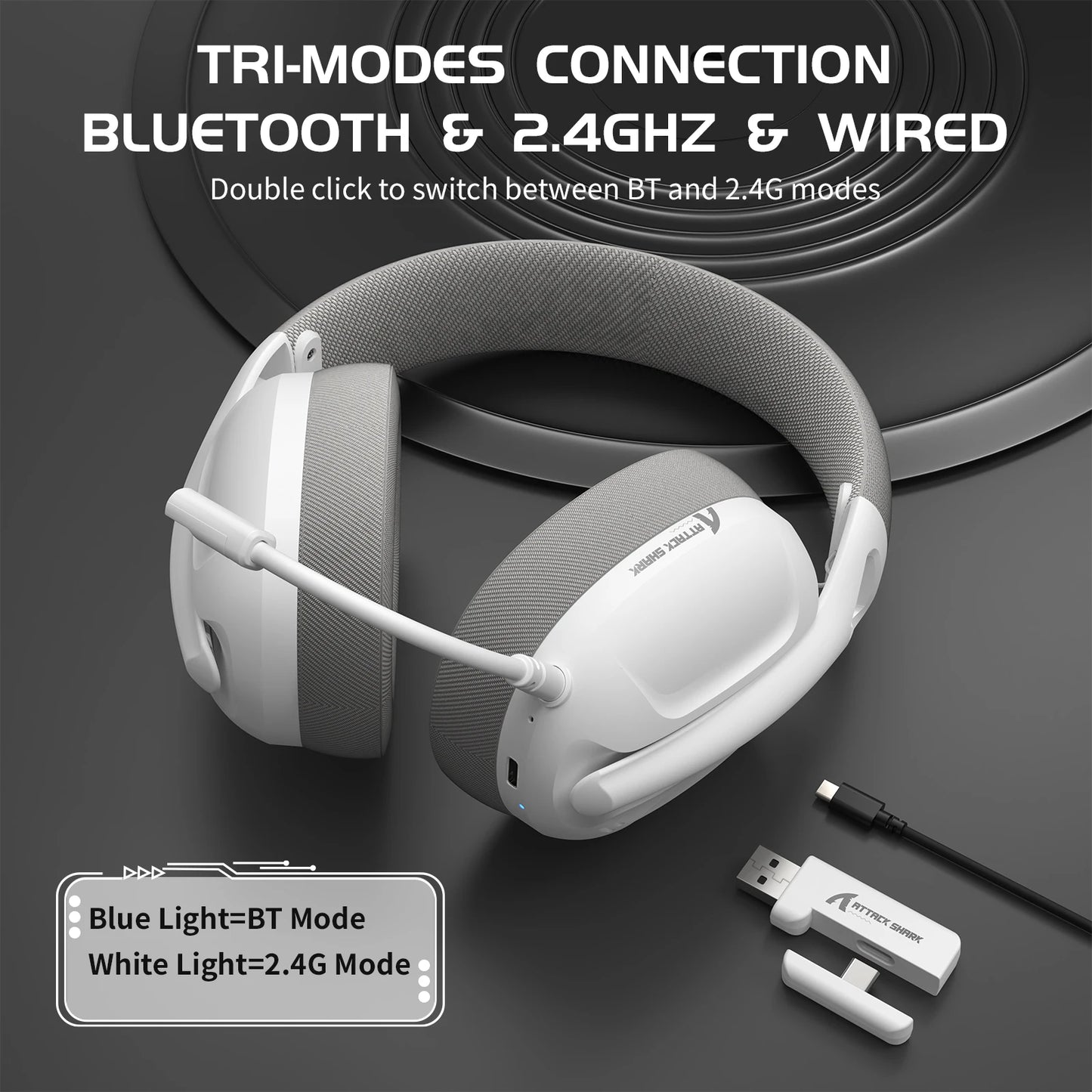 Attack Shark L80 Ultra-Light Tri-Mode Wireless Gaming Headset
