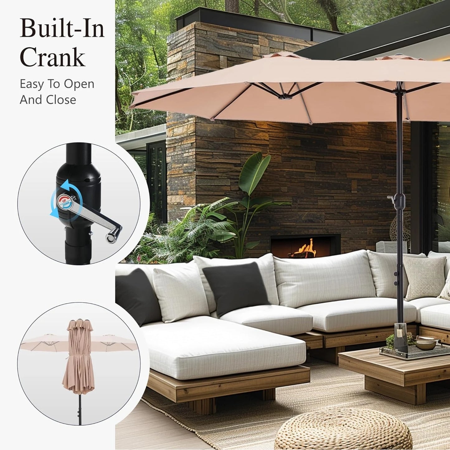 HUANZHUANG Patio Umbrella With Base Included Heavy Duty Market