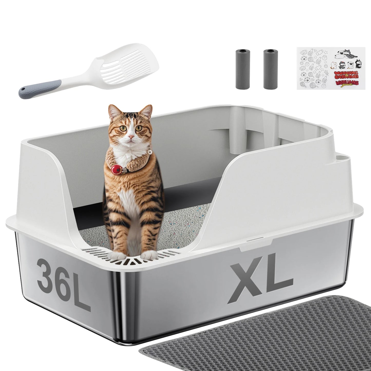 Stainless Steel Cat Litter Box Splash-Proof And Leak-Proof Design